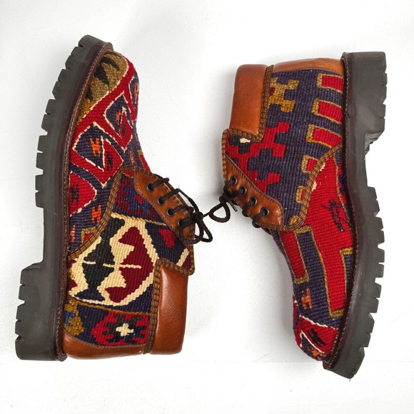 Prestige Turkish Kilim Chukka Boots Mens 9 / Womens 10.5 Wool Leather Aztec Boho main image 10